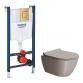 GSI Pura Tortora 50 toiletpakke inkl. sæde m. softclose, cisterne og messing betjening