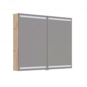 Dansani Level spejlskab 100 m/lys, lysstyring og træbakker - Natur eg