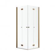 Strømberg Noma 110 bruseniche m/foldedøre - 80x80 cm - Klar glas/børstet kobber