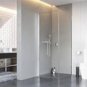 Strømberg Noma 135 fast brusevæg m/svingdør til venstre - 80 x 80 - Klar glas/krom