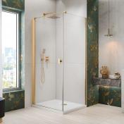 Strømberg Noma 135 fast brusevæg m/svingdør til venstre - 80 x 80 - Klar glas/poleret messing