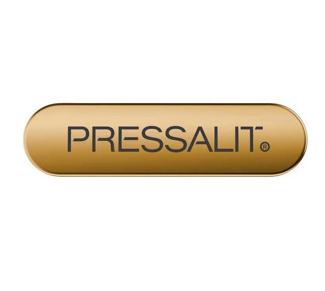 Pressalit Style designemblem med logo 2 stk - Børstet messing Pressalit Style designemblem med logo 2 stk - Børstet messing