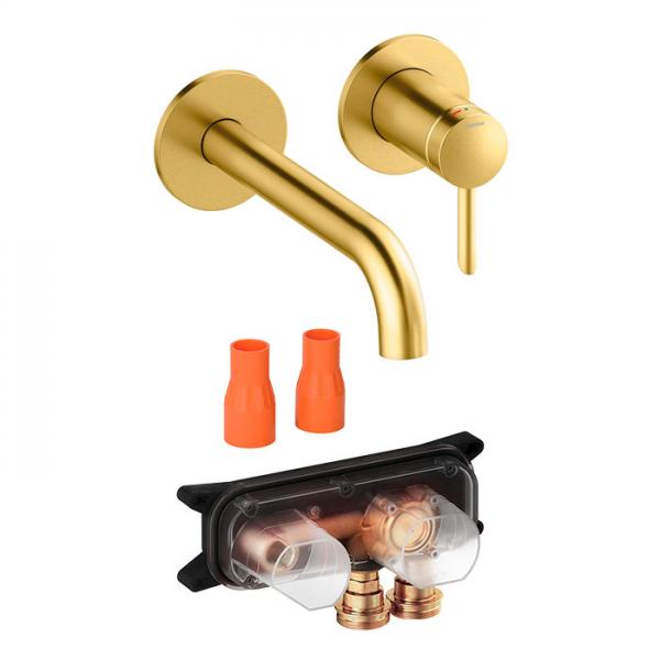 Damixa Iris komplet håndvaskarmatur til indbygning - Børstet messing Damixa Iris komplet håndvaskarmatur til indbygning - Børstet messing