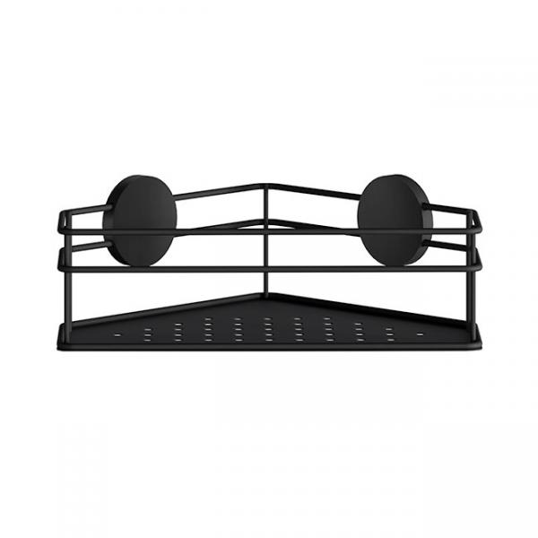 Beslagsboden brusekurv til hjørne, selvklæbende - Mat sort Beslagsboden brusekurv til hjørne, selvklæbende - Mat sort