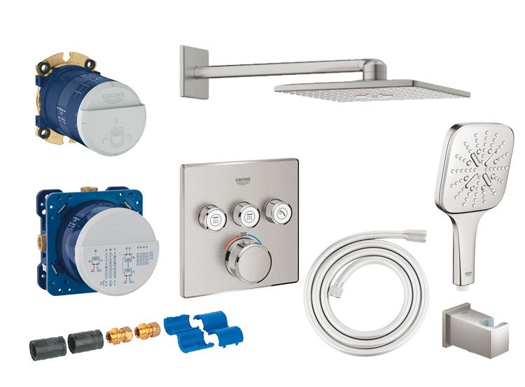 Grohe Cube SmartControl 310 komplet brusesystem m/SmartActive brus til indbygning - Steel Grohe Cube SmartControl 310 komplet brusesystem m/SmartActive brus til indbygning - Steel