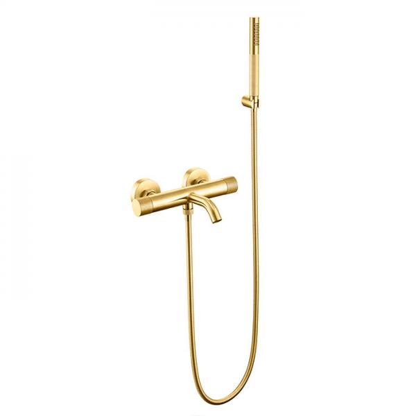 Cassøe komplet badekararmatur m/crystal cut - Børstet messing Cassøe komplet badekararmatur m/crystal cut - Børstet messing