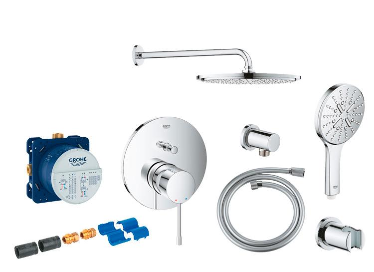 Grohe Essence komplet brusesystem m/Rainshower 310 hovedbrus og SmartActive t/indbygning - Krom