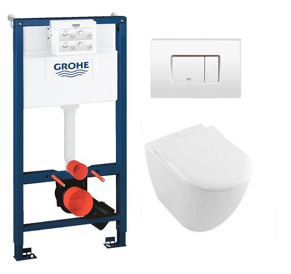 Villeroy & Boch Subway 2.0 m/RIMless og C+ toiletpakke inkl. sæde m/soft-close, mellem cisterne og hvid betjening