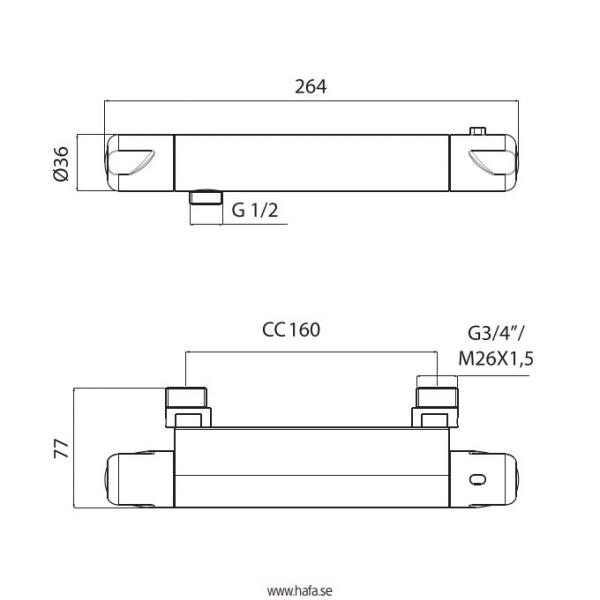 Restsalg - Hafa Smartmix blandingsbatteri 160 C/C - 1 stk. tilbage
