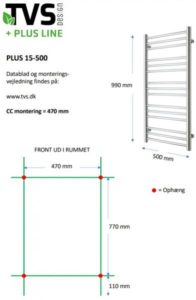 TVS Plus 15 håndklædetørrer - 50x99 cm - Børstet messing/Guld TVS Plus 15 håndklædetørrer - 50x99 cm - Børstet messing/Guld