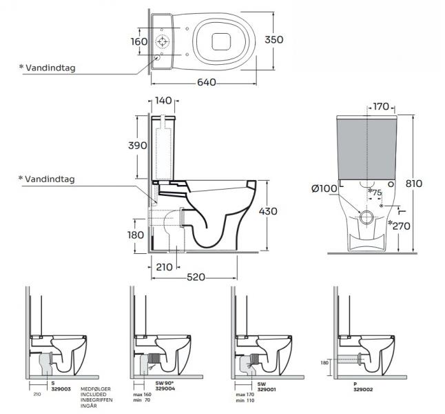 Lavabo Practica Back-to-Wall toilet inkl. s&aelig;de m/soft close og quickrelease