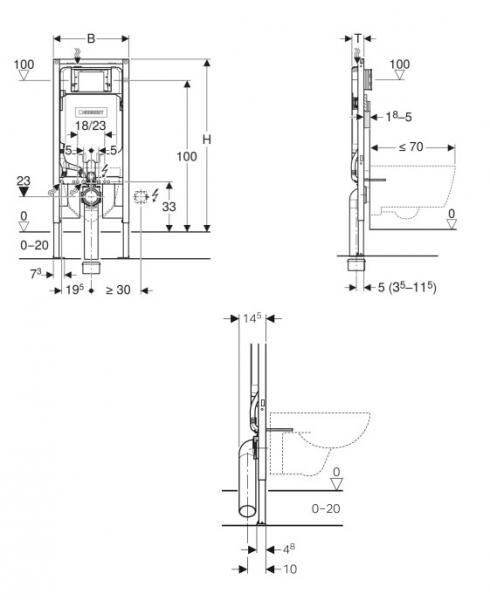 Geberit Duofix cisterne - 1140x500x80mm