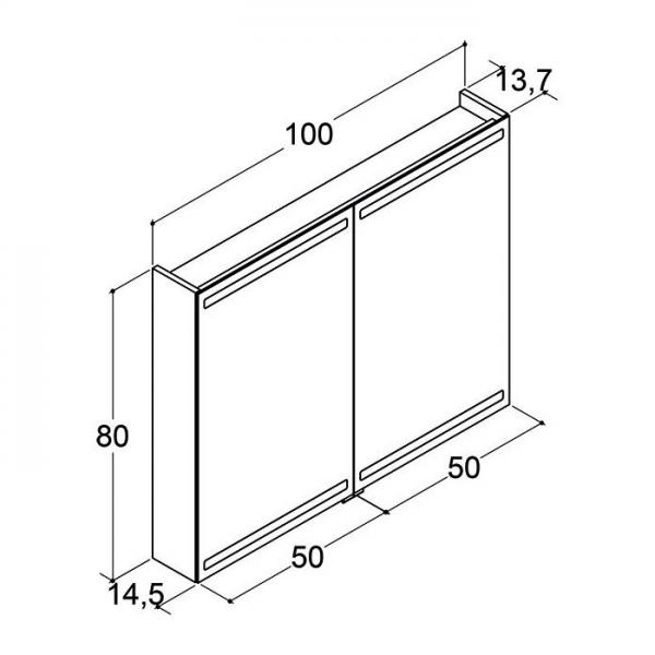 Dansani Level spejlskab 100 m/lys, lysstyring og træbakker - Grå mat Dansani Level spejlskab 100 m/lys, lysstyring og træbakker - Grå mat