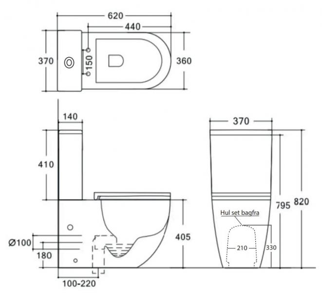 Lavabo Studio Back-To-Wall toilet m/soft close sæde Rimless - Hvid