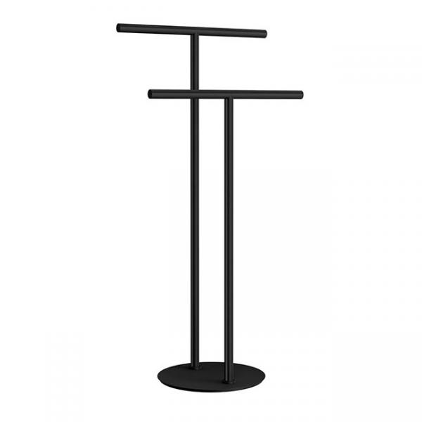 Smedbo Outline dobbelt håndklædeholder til gulvplacering - Mat sort Smedbo Outline dobbelt håndklædeholder til gulvplacering - Mat sort