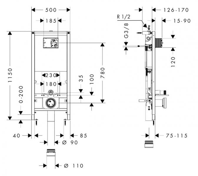 hansgrohe LavaPura Element S bidet toiletpakke m/iFrame cisterne hansgrohe LavaPura Element S bidet toiletpakke m/iFrame cisterne