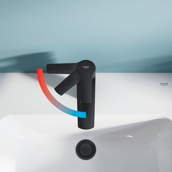 Grohe Get S håndvaskarmatur Eco m/Koldstart og push-open bundventil - Mat sort Grohe Get S håndvaskarmatur Eco m/Koldstart og push-open bundventil - Mat sort