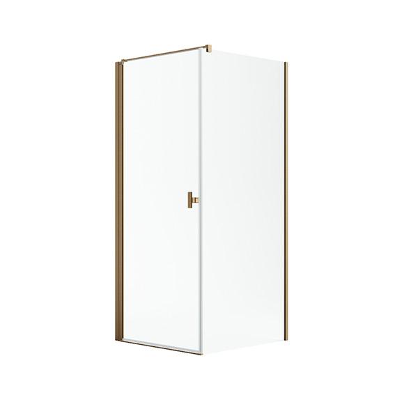 Str&oslash;mberg Noma 135 fast brusev&aelig;g m/svingd&oslash;r til venstre - 80 x 80 - Klar glas/b&oslash;rstet kobber